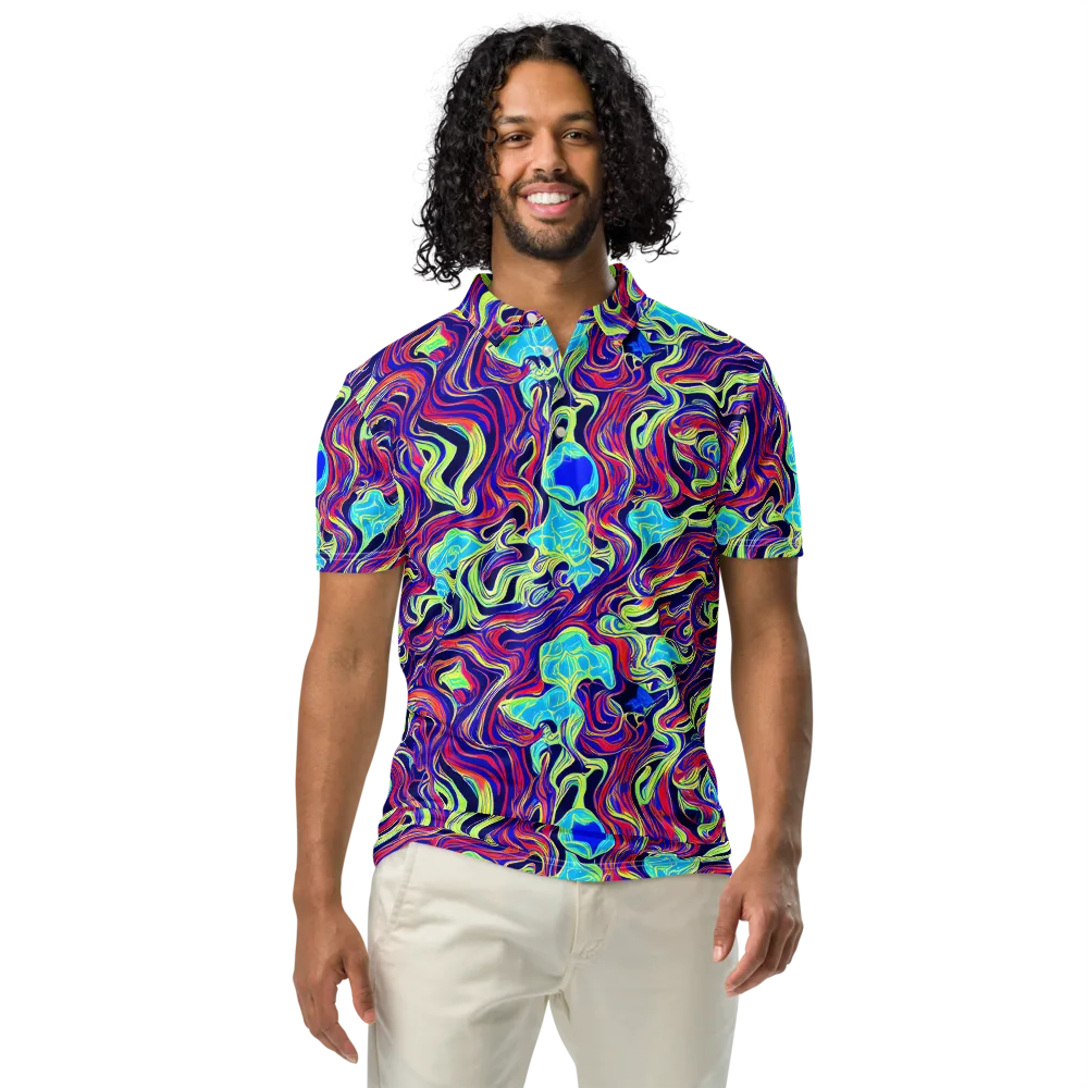 Plasma Waves on Men's Slim Fit Polo Shirt — Front