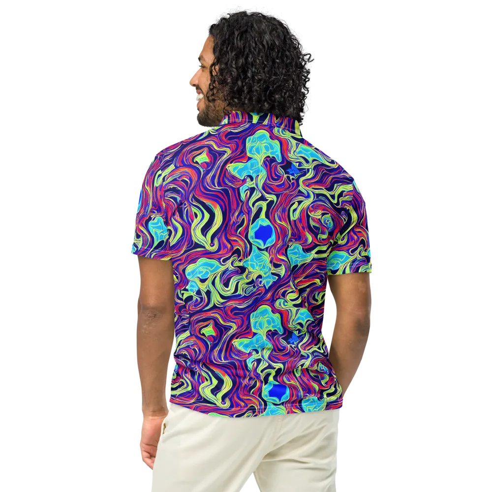 Plasma Waves on Men's Slim Fit Polo Shirt — Back