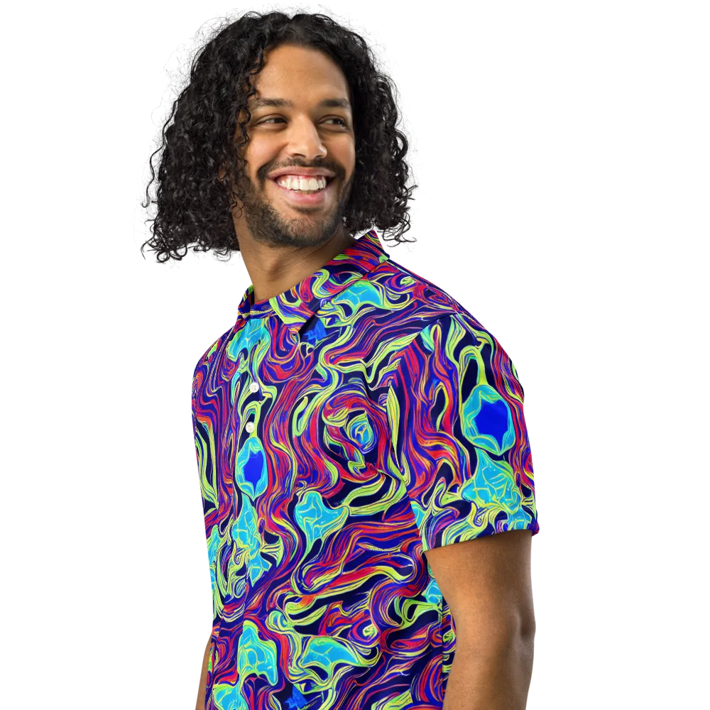 Plasma Waves on Men's Slim Fit Polo Shirt — Left Front