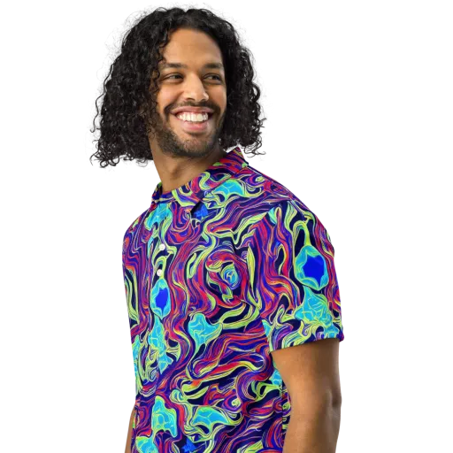 Plasma Waves on a Men's Slim Fit Polo Shirt