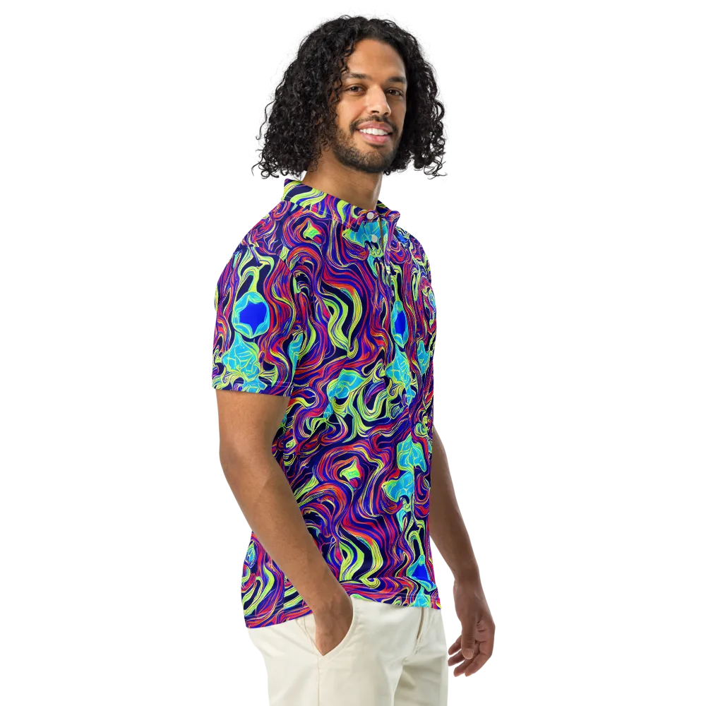 Plasma Waves on Men's Slim Fit Polo Shirt — Right Front