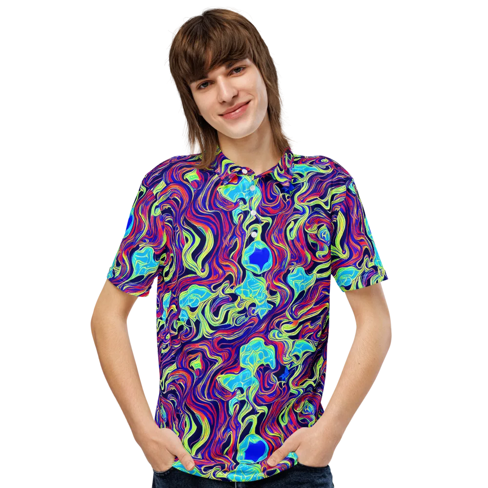 Plasma Waves on Men's Slim Fit Polo Shirt — Front
