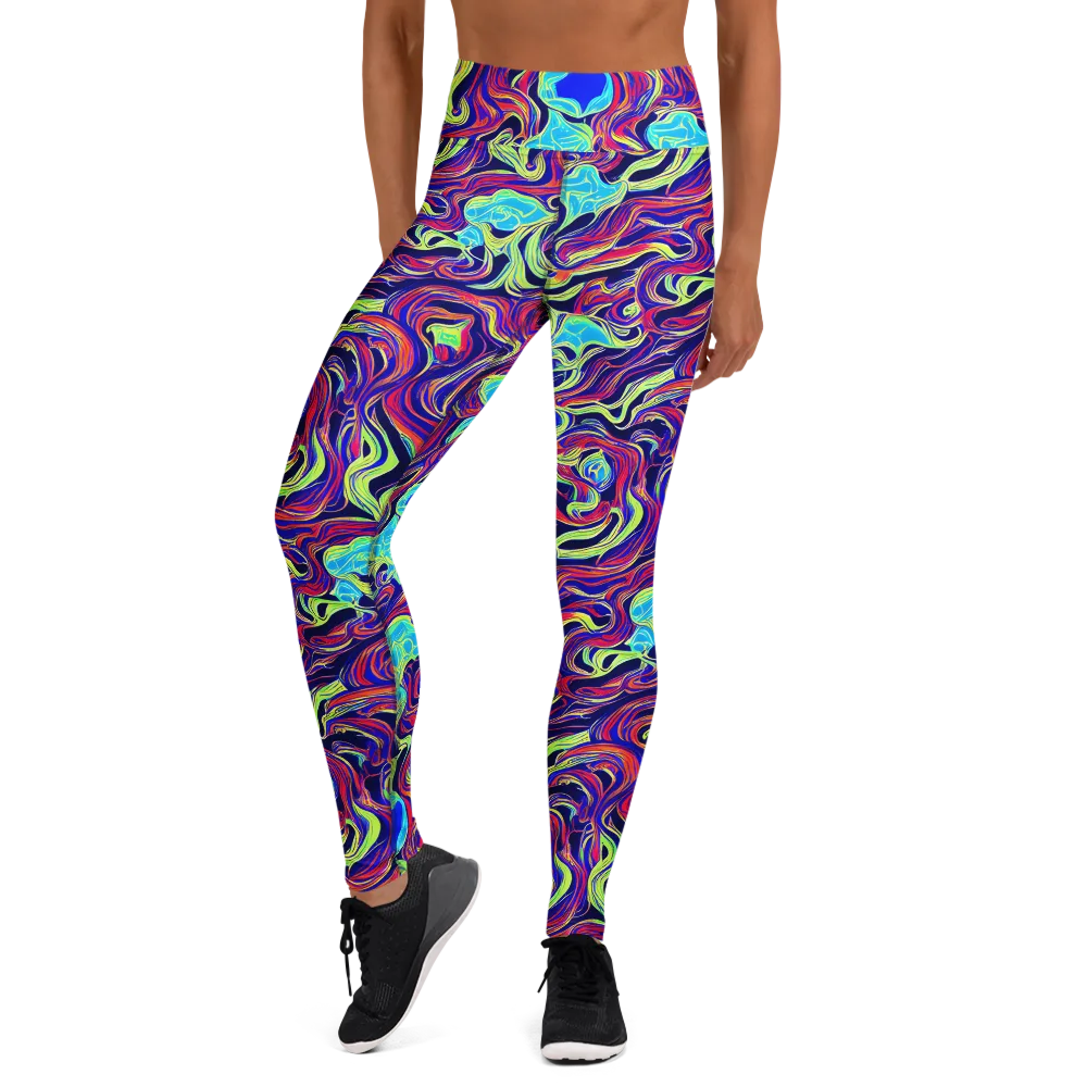 Plasma Waves on Yoga Leggings — Front