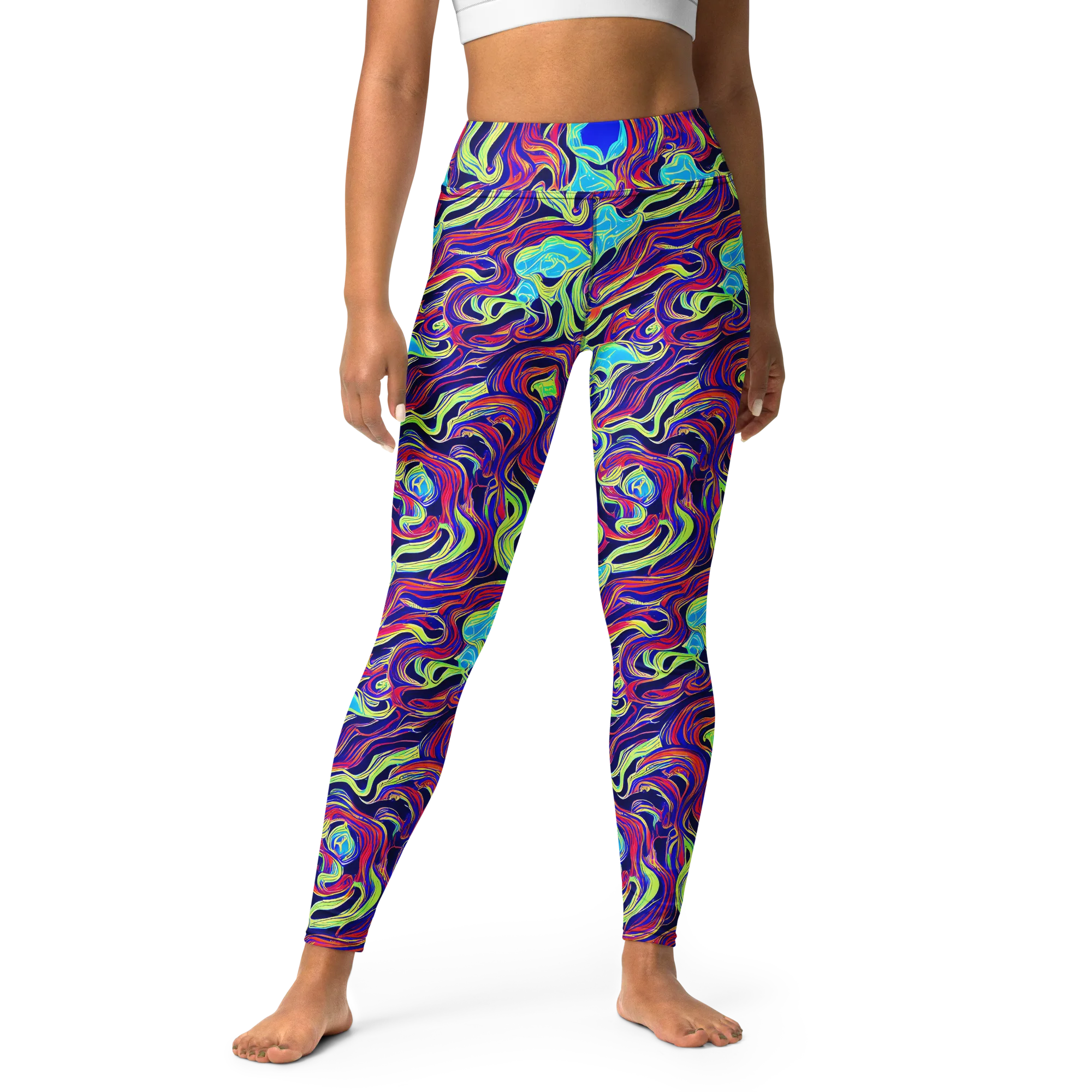 Plasma Waves on Yoga Leggings — Front