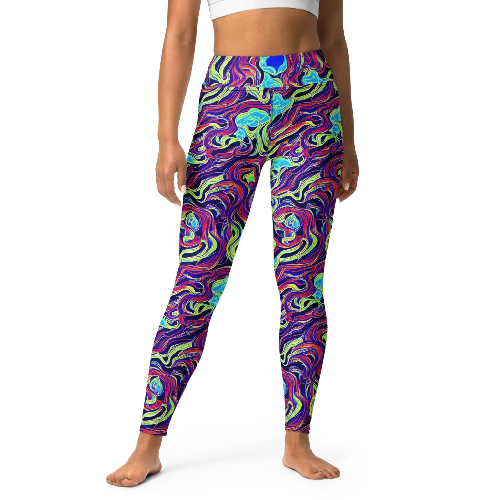 Plasma Waves on Yoga Leggings — Front