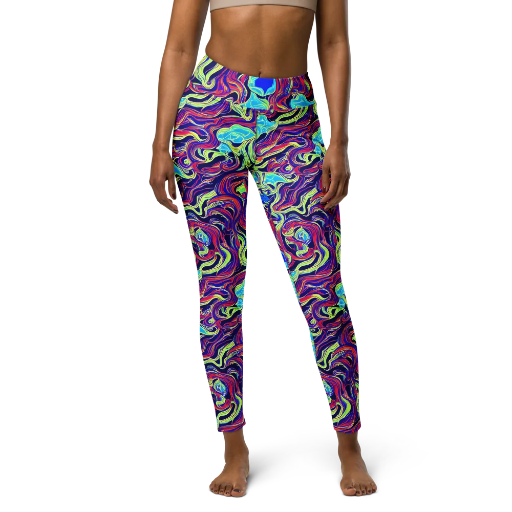 Plasma Waves on Yoga Leggings — Front