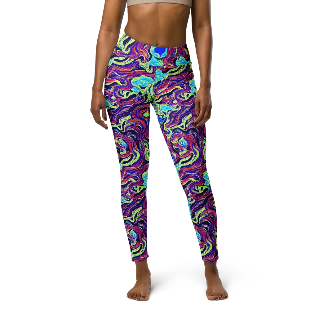 Plasma Waves on Yoga Leggings — Front