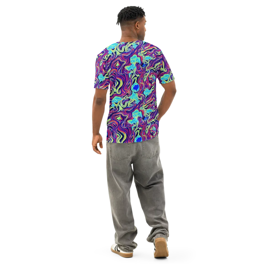 Plasma Waves on Men's Cotton Crew Neck T-Shirt — Back