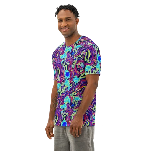 Plasma Waves on a Men's Cotton Crew Neck T-Shirt