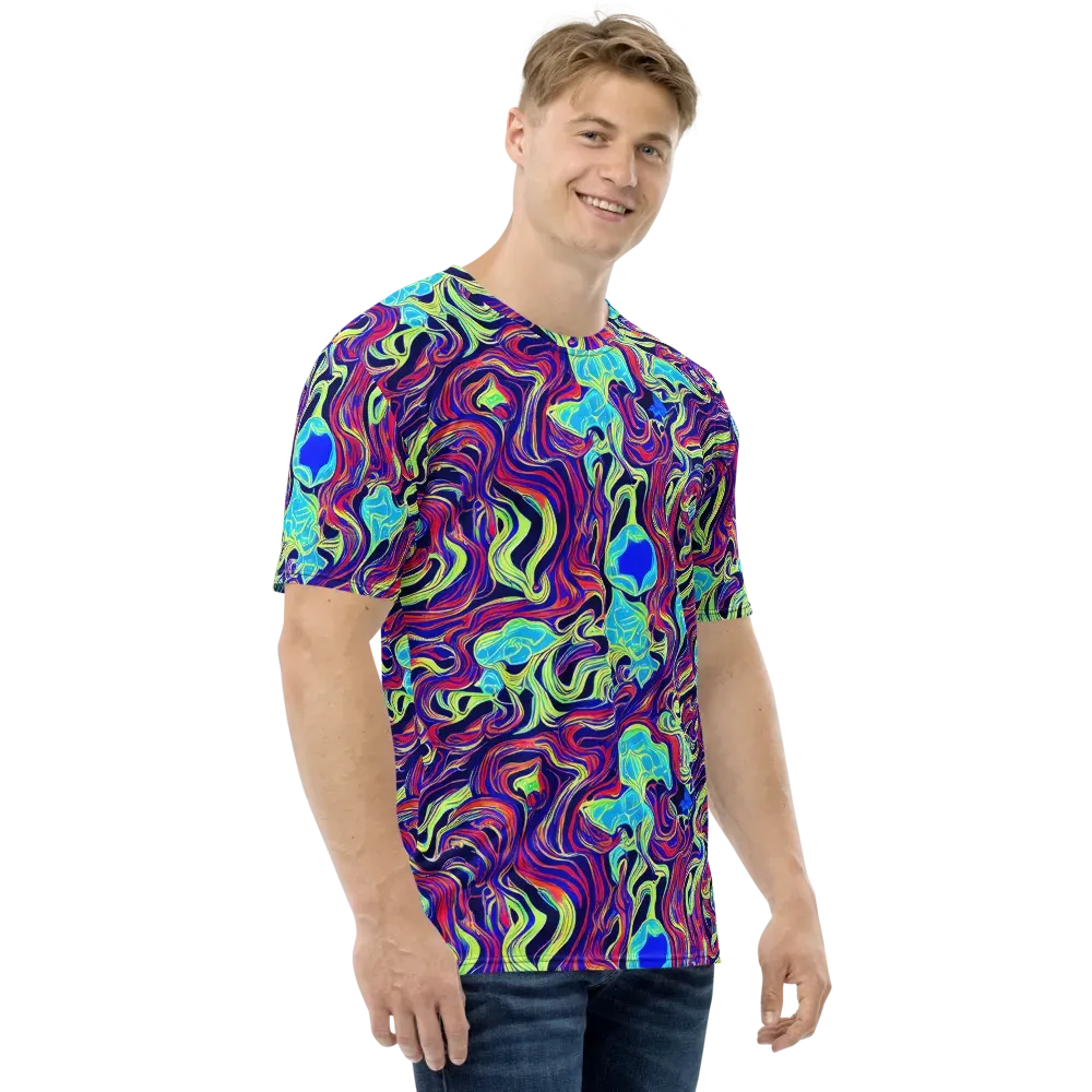 Plasma Waves on Men's Crew Neck T-Shirt — Right