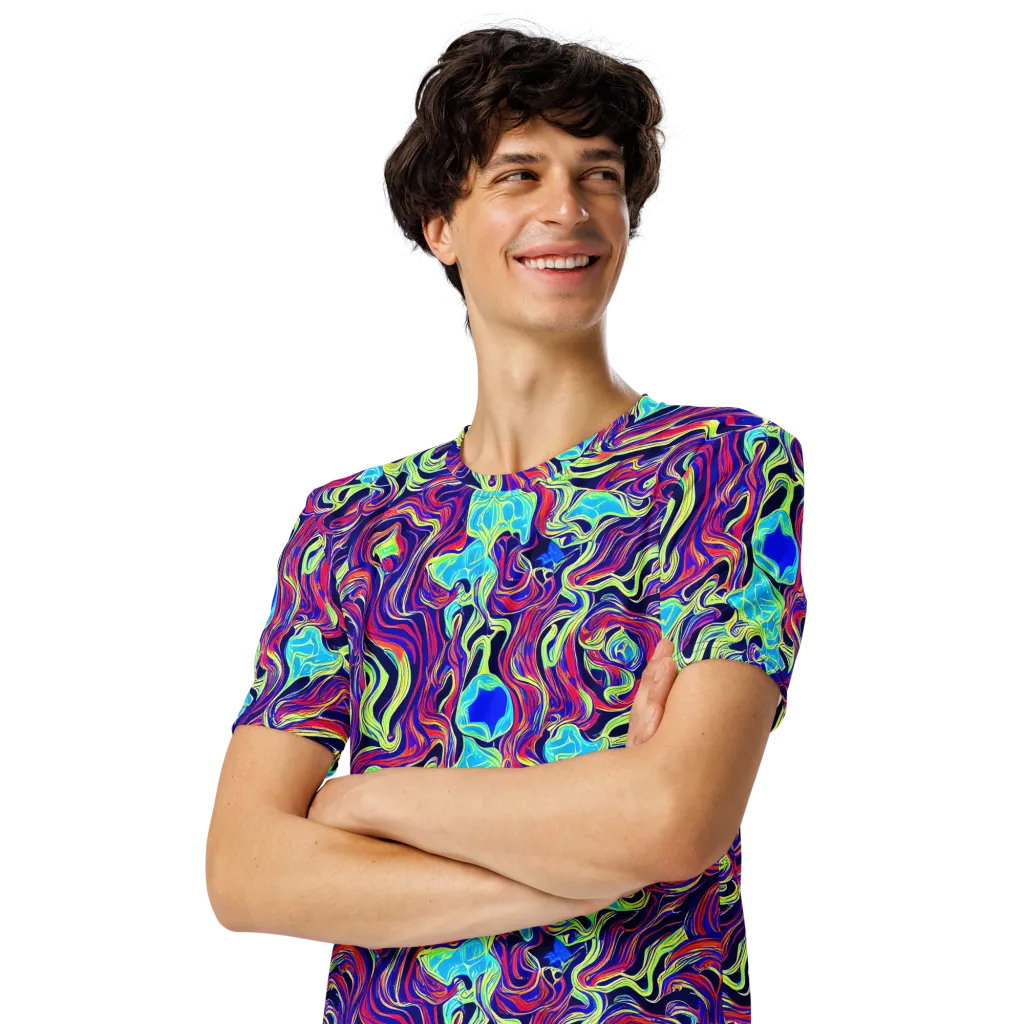 Plasma Waves on Men's Crew Neck T-Shirt — Left Front