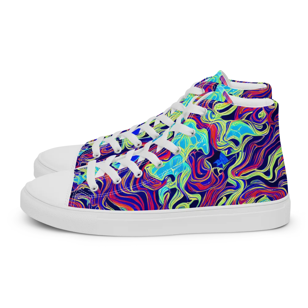 Plasma Waves on Men's High Top Canvas Shoes — Left