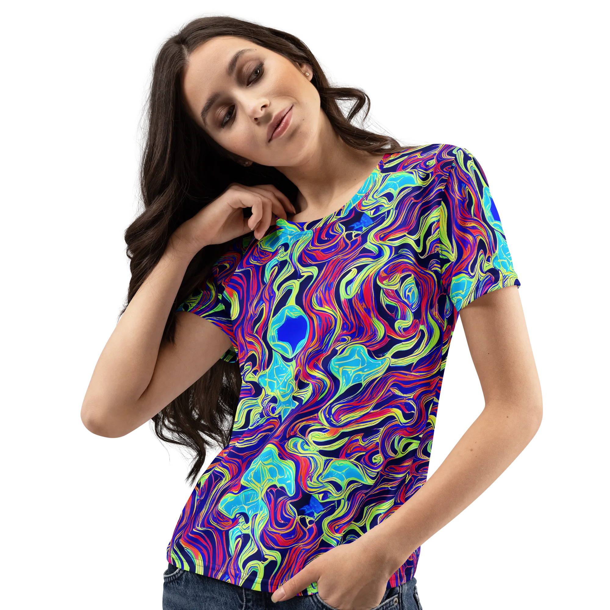 Plasma Waves on Women's Crew Neck T-Shirt — Left Front