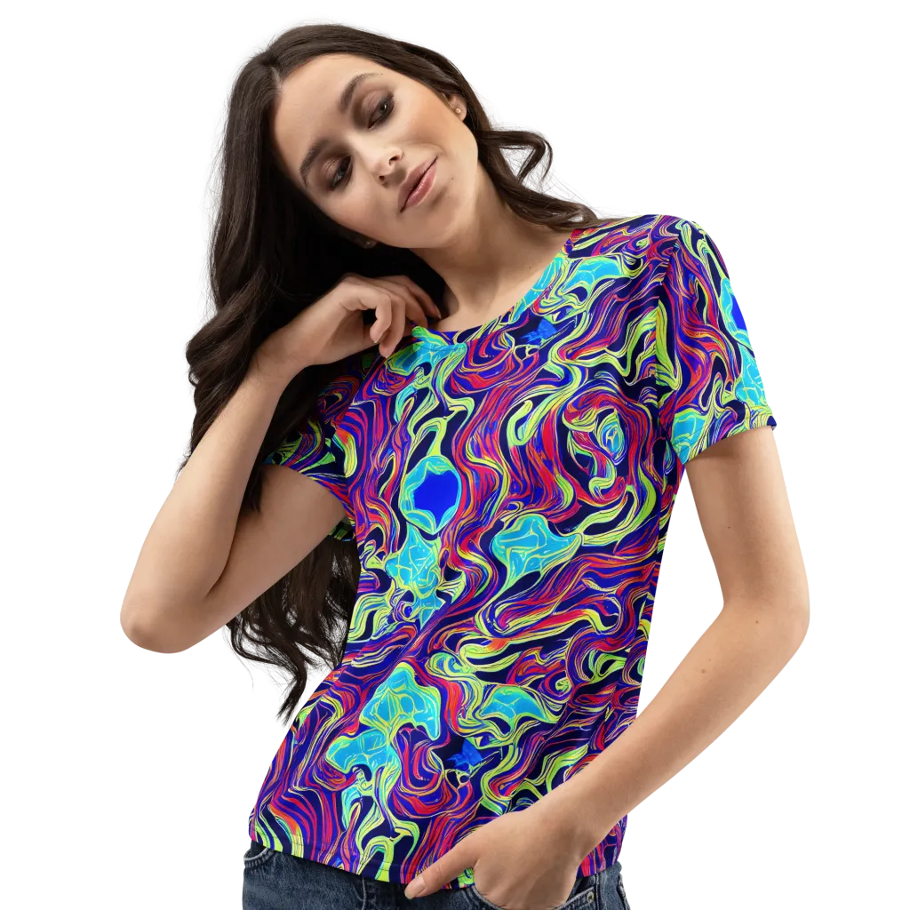 Plasma Waves on Women's Crew Neck T-Shirt — Left Front