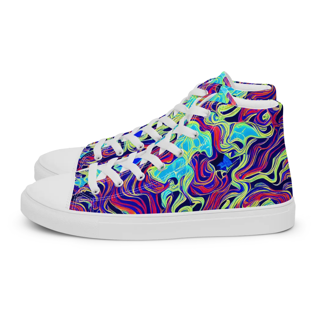 Plasma Waves on Women's High Top Canvas Shoes — Left