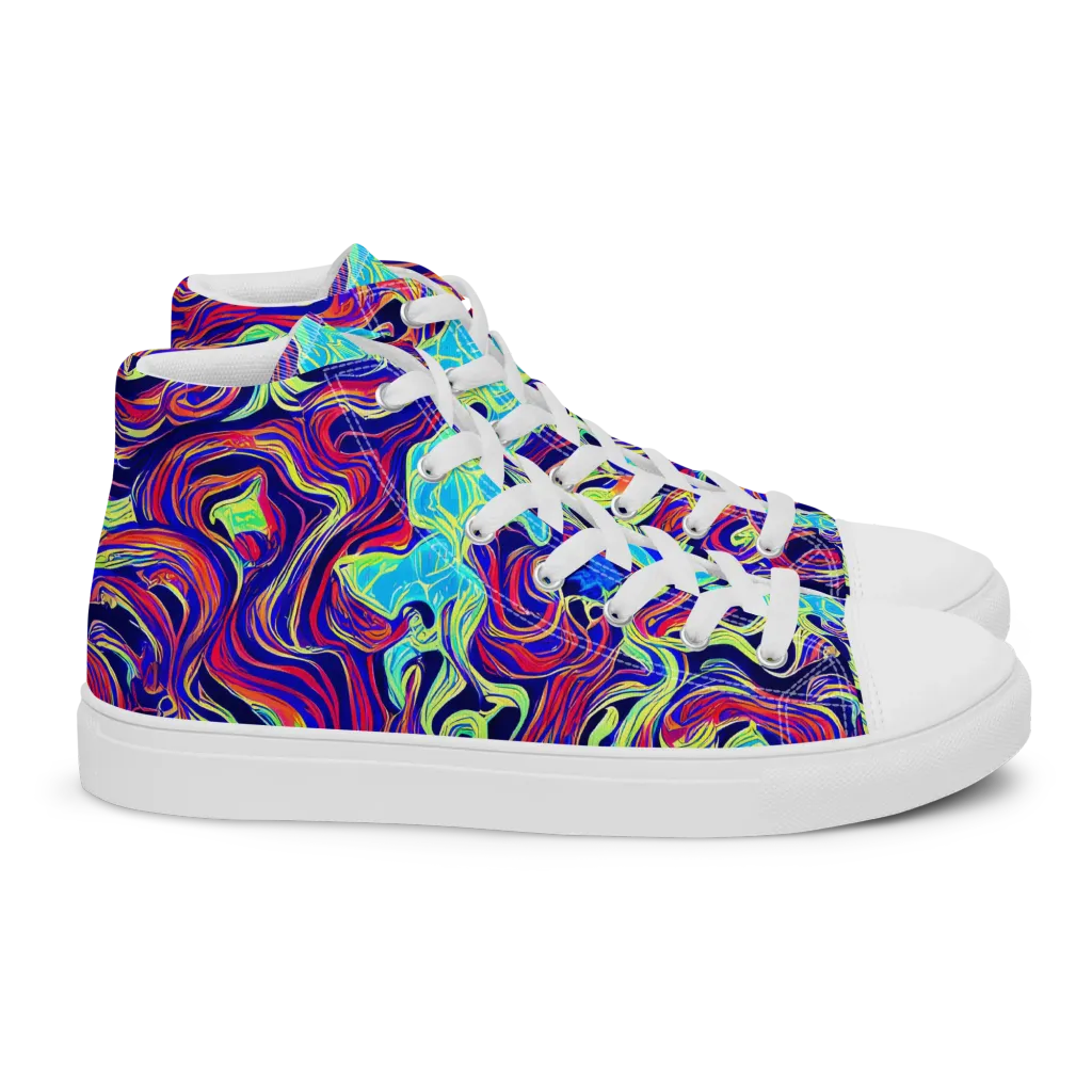 Plasma Waves on Women's High Top Canvas Shoes — Right