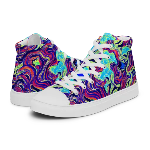 Plasma Waves on a Women's High Top Canvas Shoes