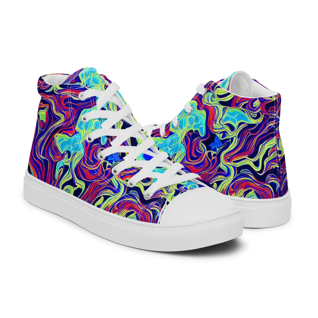 Plasma Waves on Women's High Top Canvas Shoes — Right