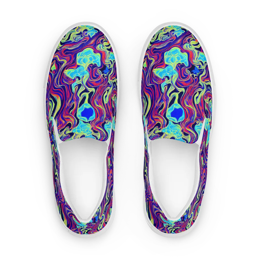 Plasma Waves on Men's Slip-On Canvas Shoes — Front