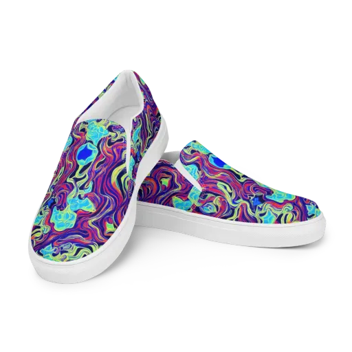 Plasma Waves on a Men's Slip-On Canvas Shoes