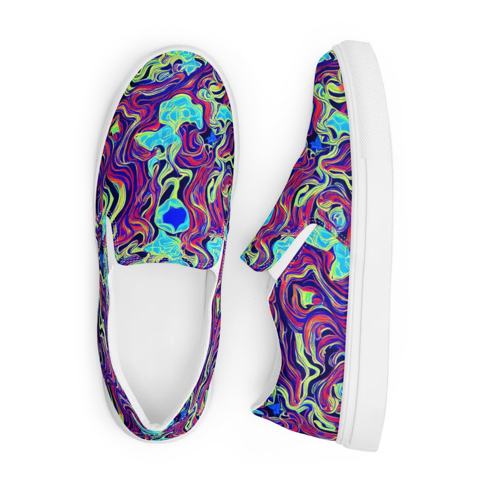 Plasma Waves on Men's Slip-On Canvas Shoes — Front
