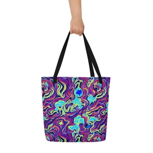 Plasma Waves on a Large Tote Bag W/ Pocket