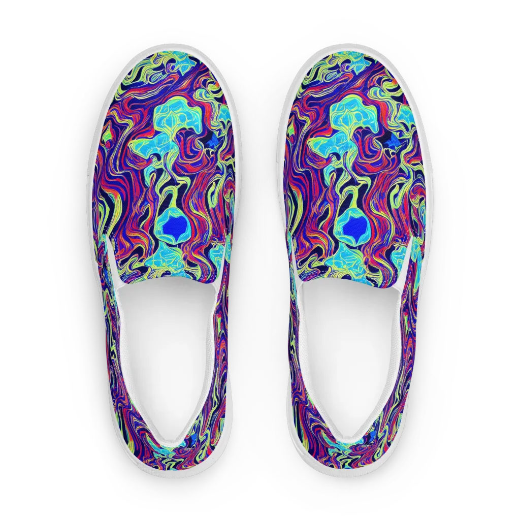 Plasma Waves on Women's Slip-On Canvas Shoes — Front