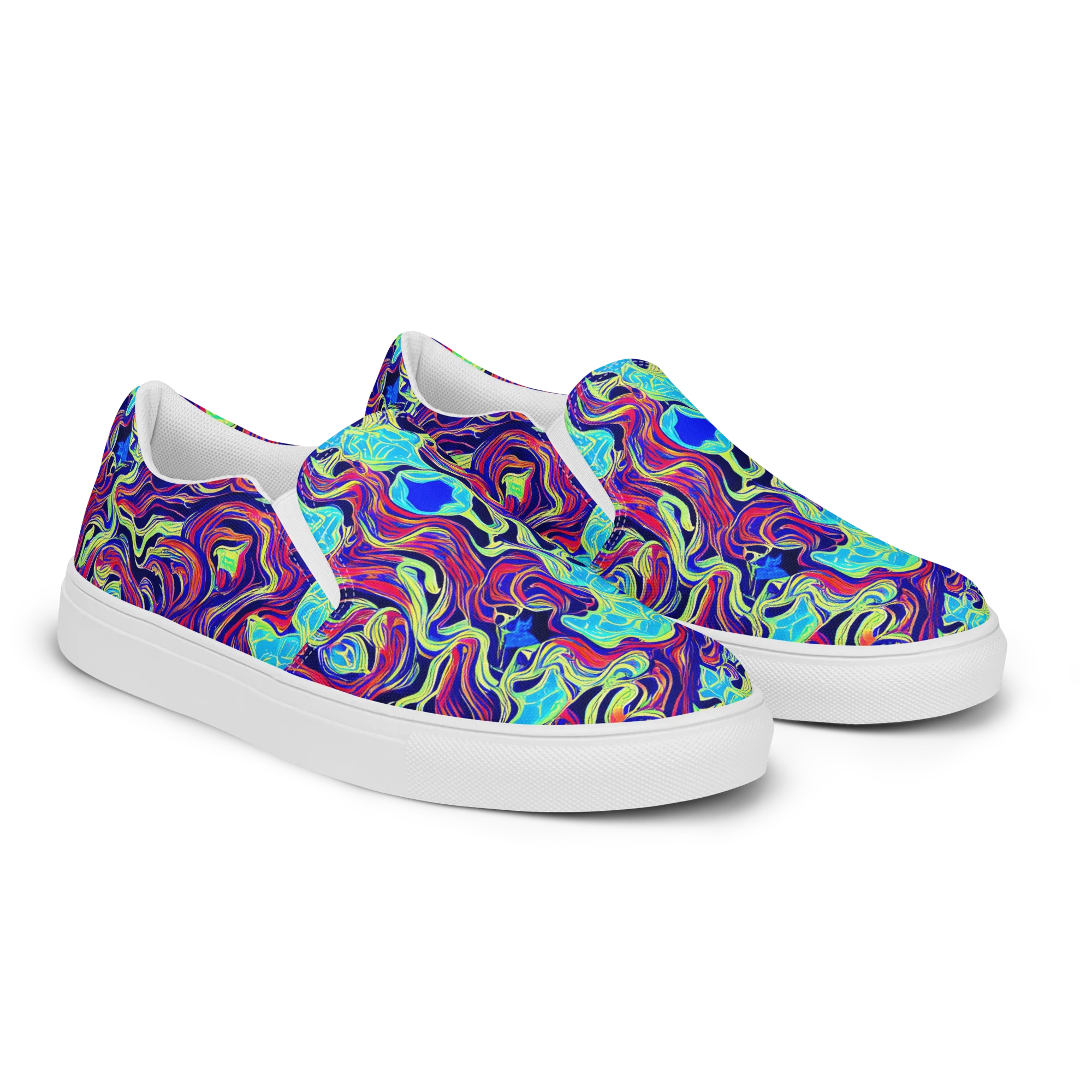 Plasma Waves on Women's Slip-On Canvas Shoes — Right Front