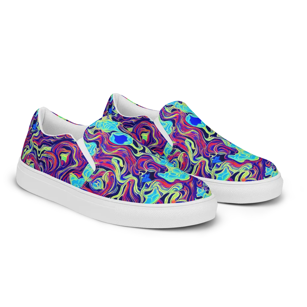 Plasma Waves on Women's Slip-On Canvas Shoes — Right Front