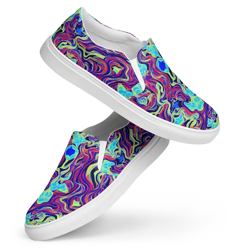 Plasma Waves on Women's Slip-On Canvas Shoes — Front
