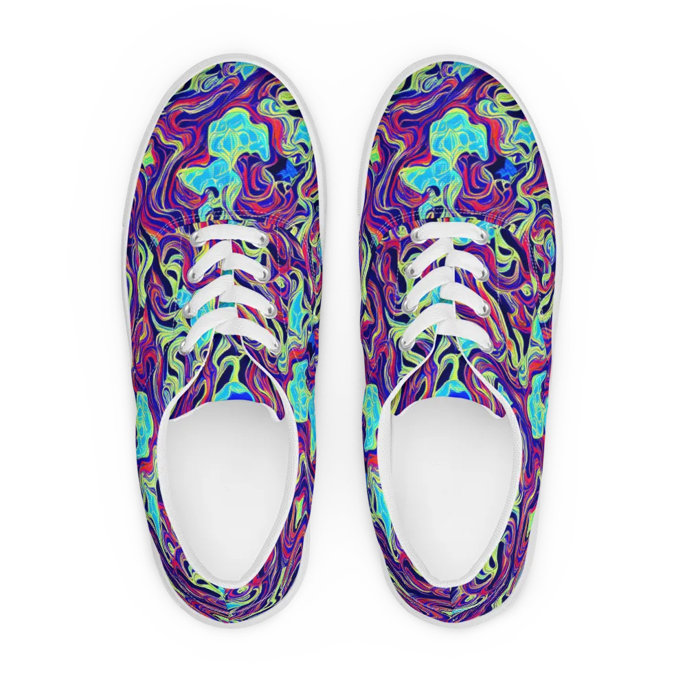 Plasma Waves on Men's Lace-Up Canvas Shoes — Front
