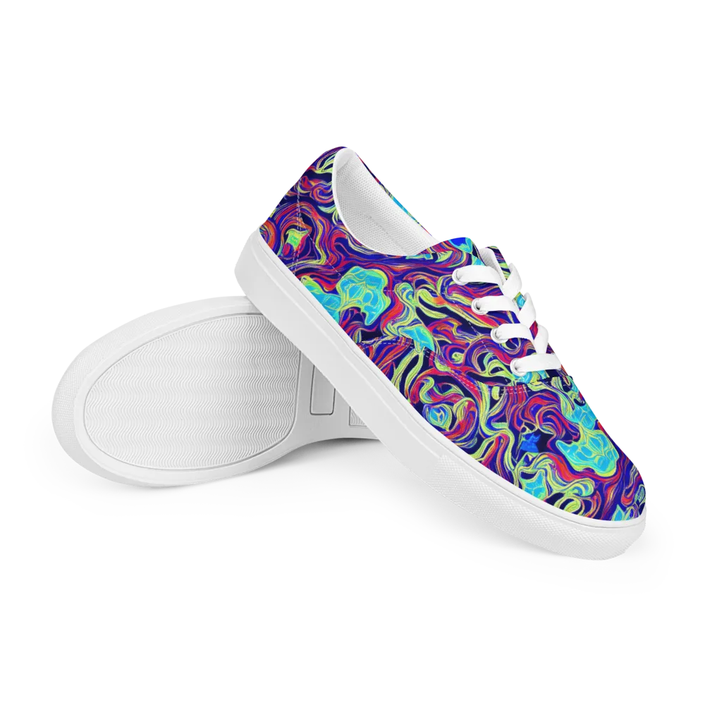 Plasma Waves on Men's Lace-Up Canvas Shoes — Right Front