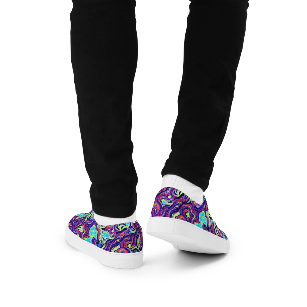 Plasma Waves on Men's Lace-Up Canvas Shoes — Back