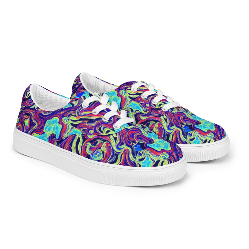 Plasma Waves on Men's Lace-Up Canvas Shoes — Right Front