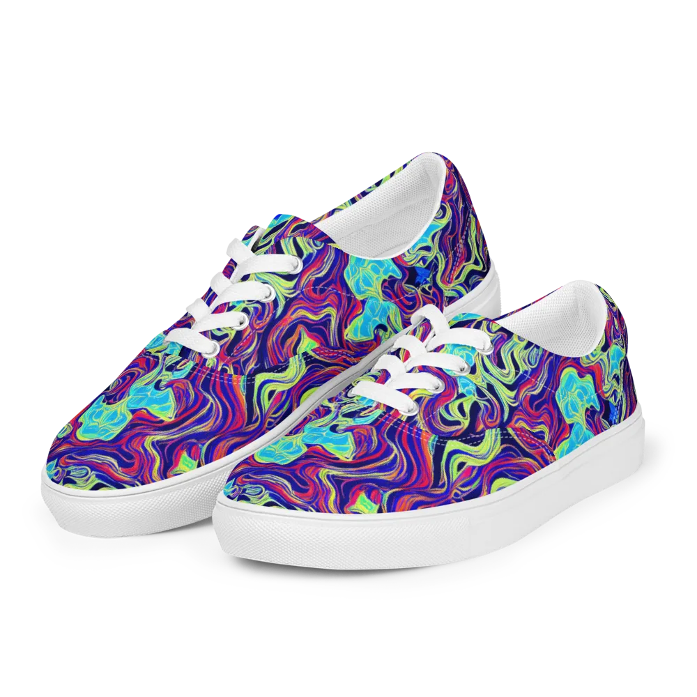 Plasma Waves on Men's Lace-Up Canvas Shoes — Left Front