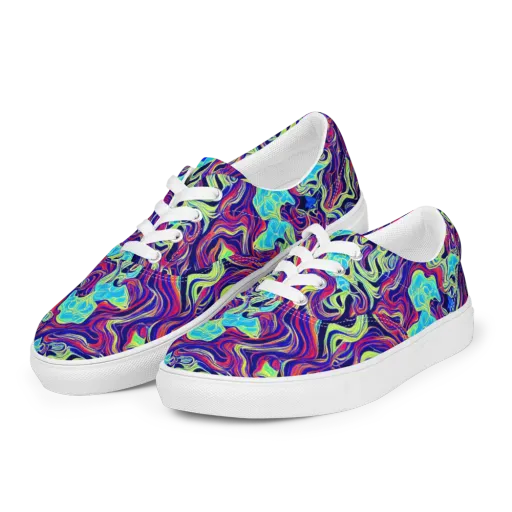 Plasma Waves on a Men's Lace-Up Canvas Shoes