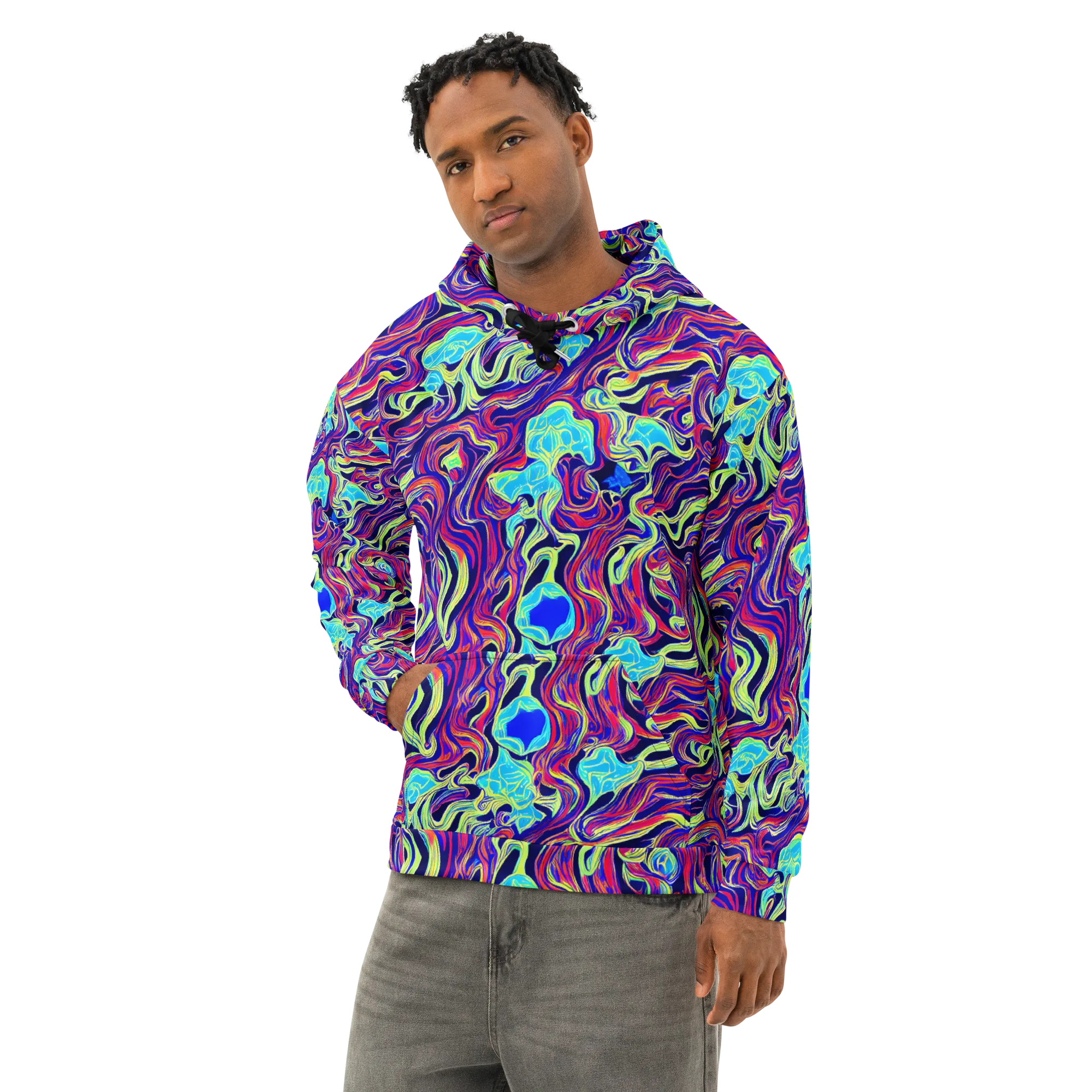Plasma Waves on Cotton Hoodie — Left Front