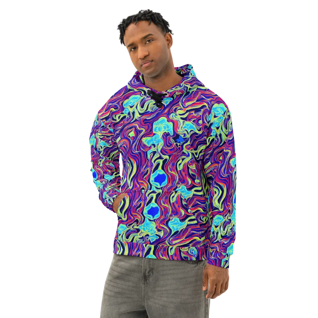 Plasma Waves on Cotton Hoodie — Left Front