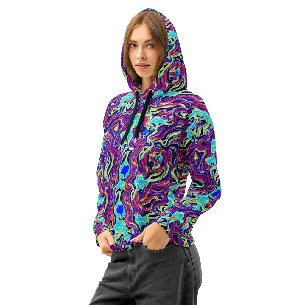 Plasma Waves on Cotton Hoodie — Left Front