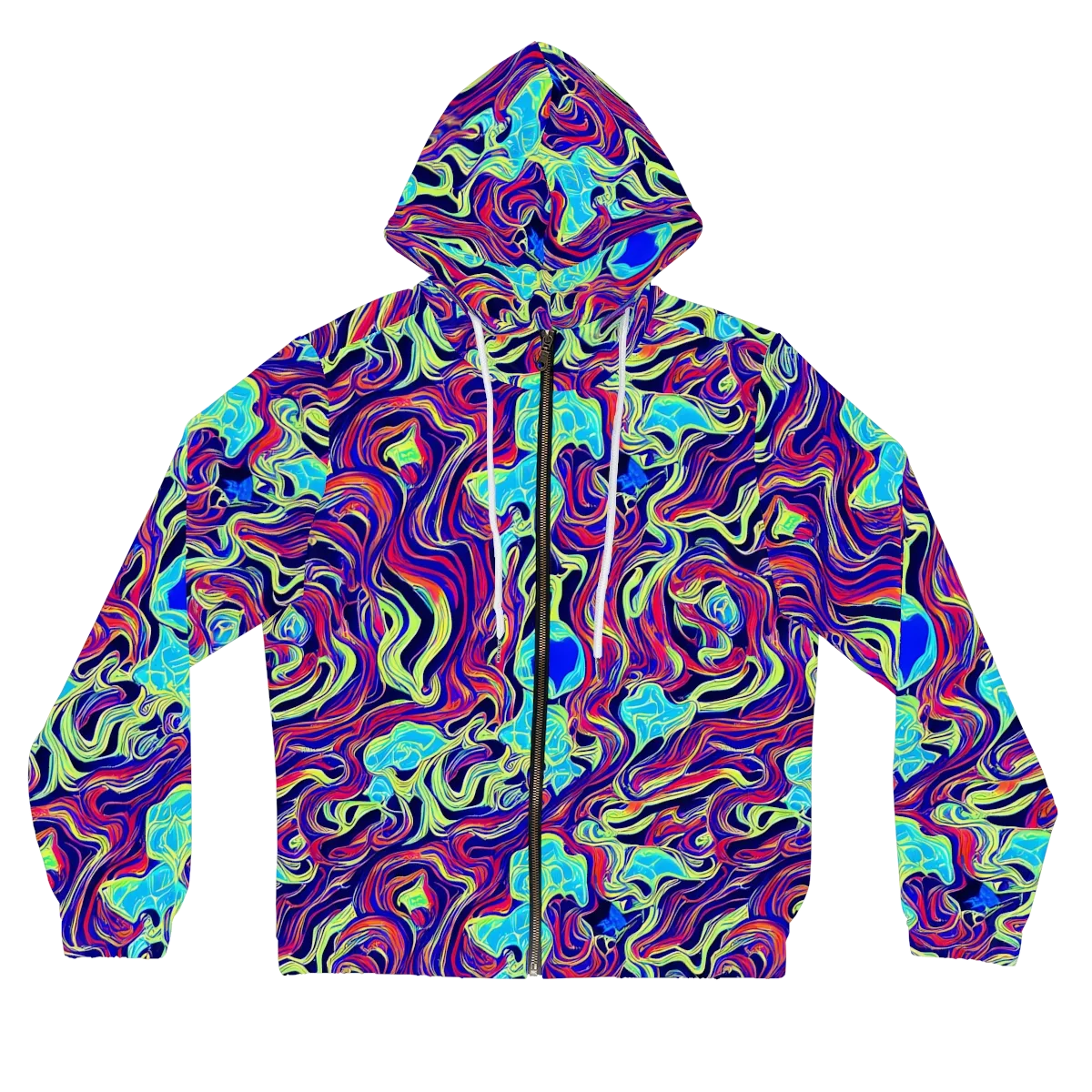 Plasma Waves on Women's Full-Zip Hoodie — Front