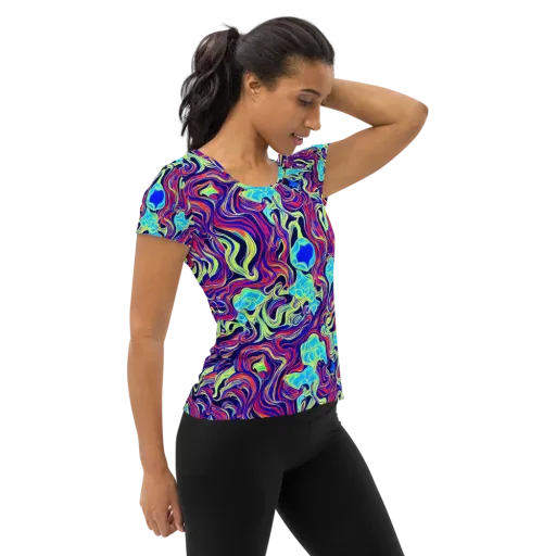 Plasma Waves on a Women's Athletic T-Shirt