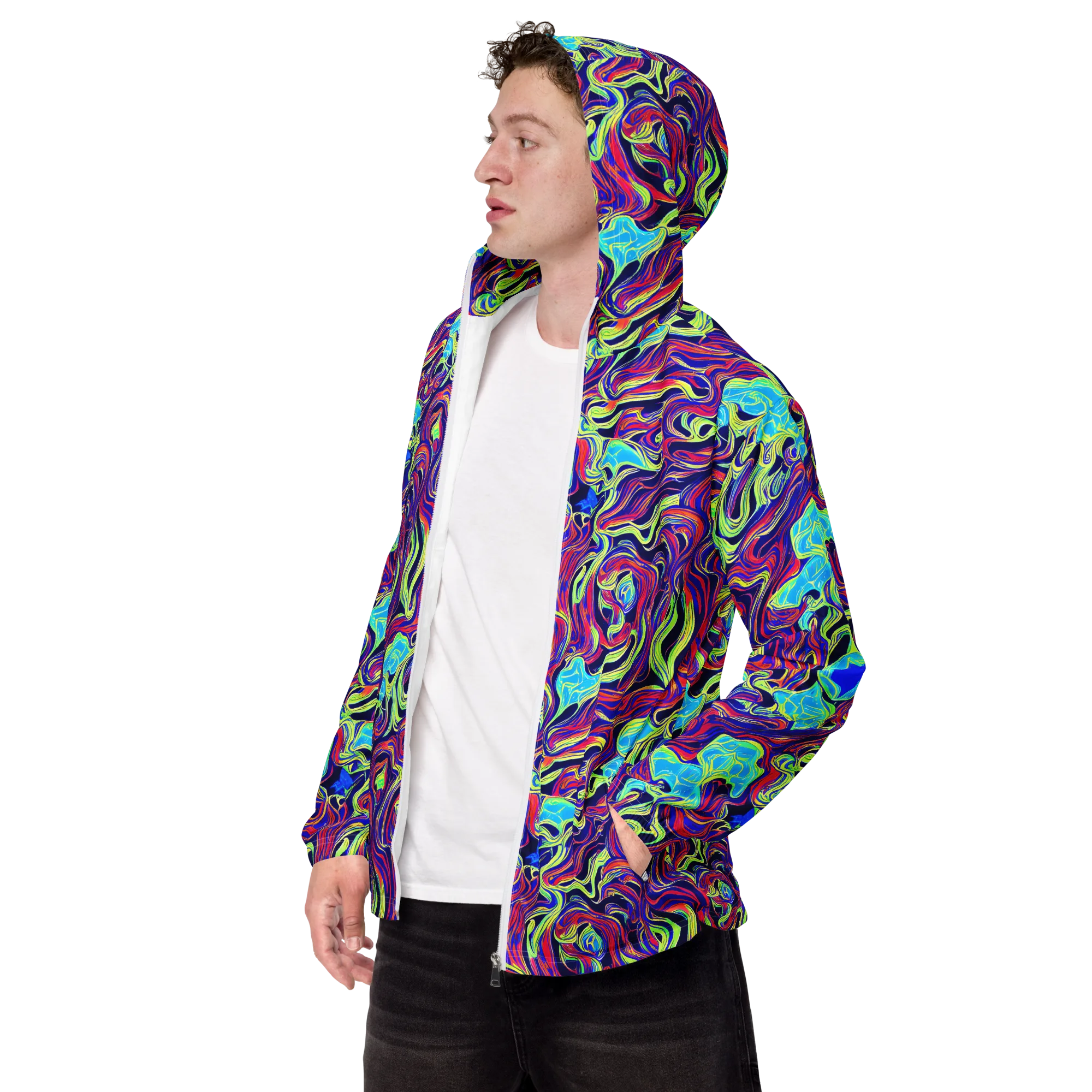Plasma Waves on Men's Windbreaker — Left Front