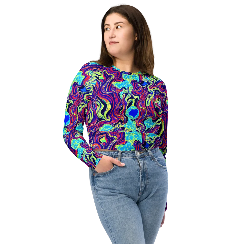 Plasma Waves on Long Sleeve Crop Top — Front