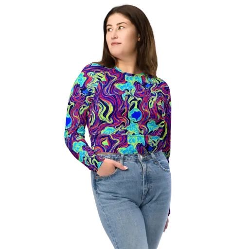 Plasma Waves on a Long Sleeve Crop Top