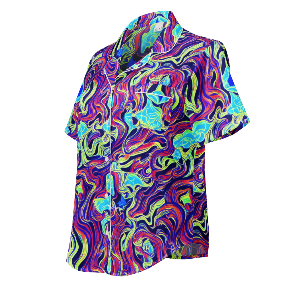 Plasma Waves on Women's Short Sleeve Pajama Top — Left Front