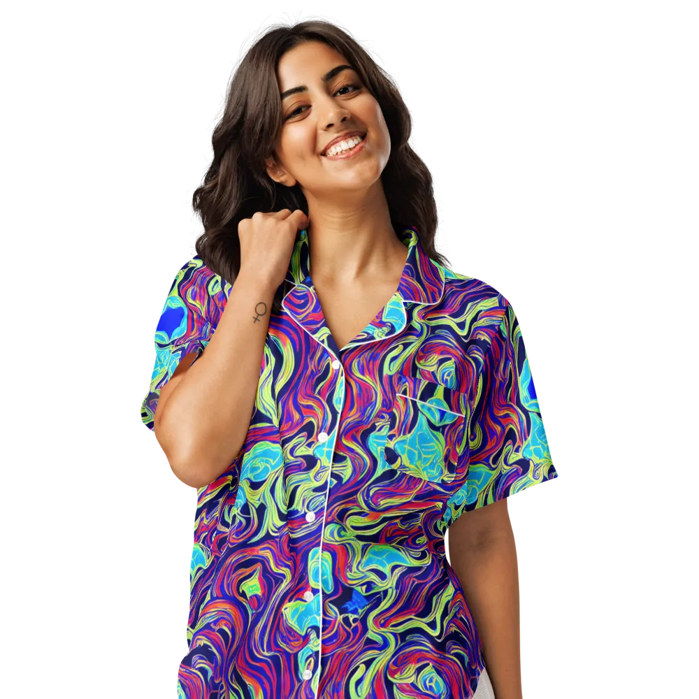 Plasma Waves on Women's Short Sleeve Pajama Top — Front