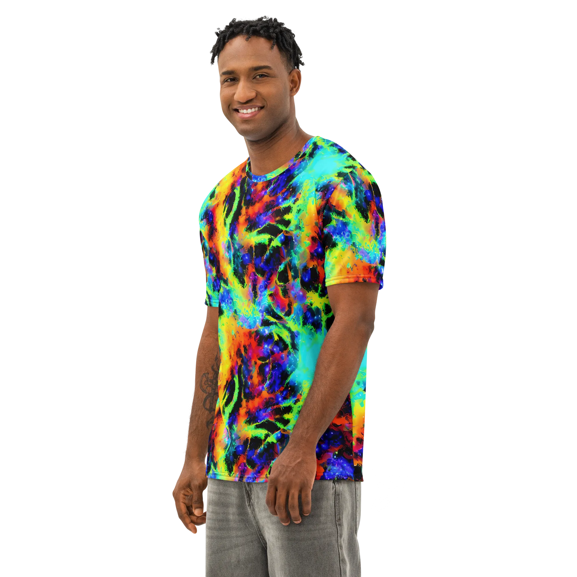 Psychic Pigment on Men's Cotton Crew Neck T-Shirt — Left Front