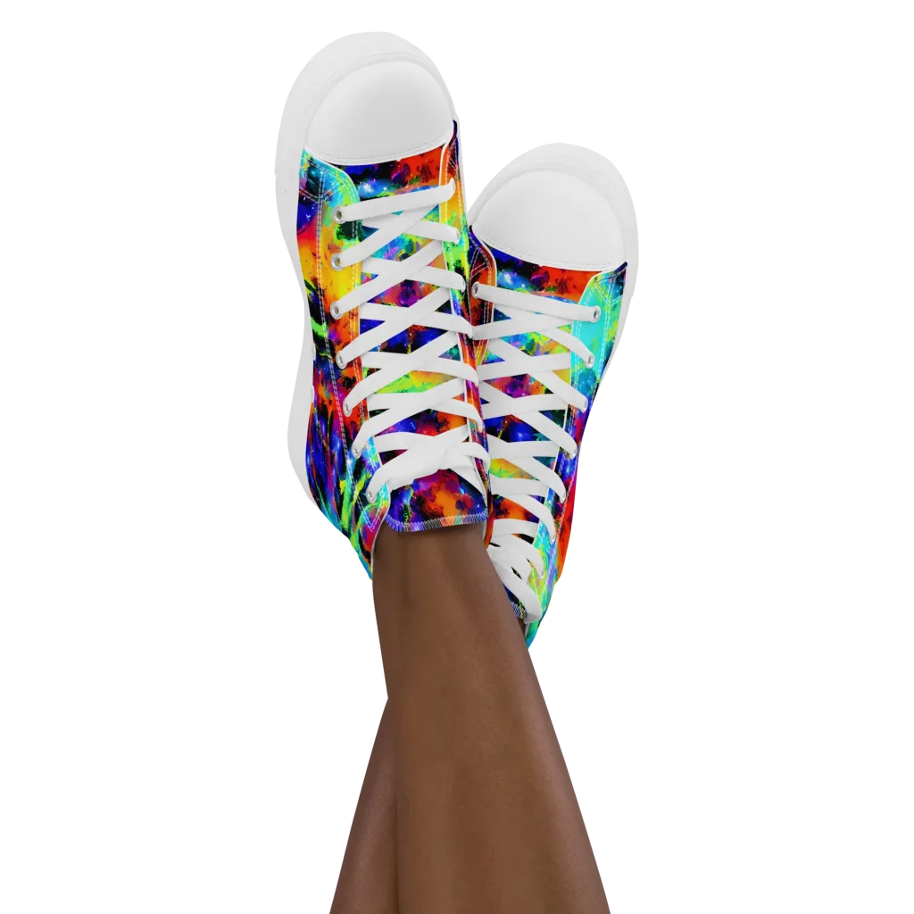 Psychic Pigment on Women's High Top Canvas Shoes — Front