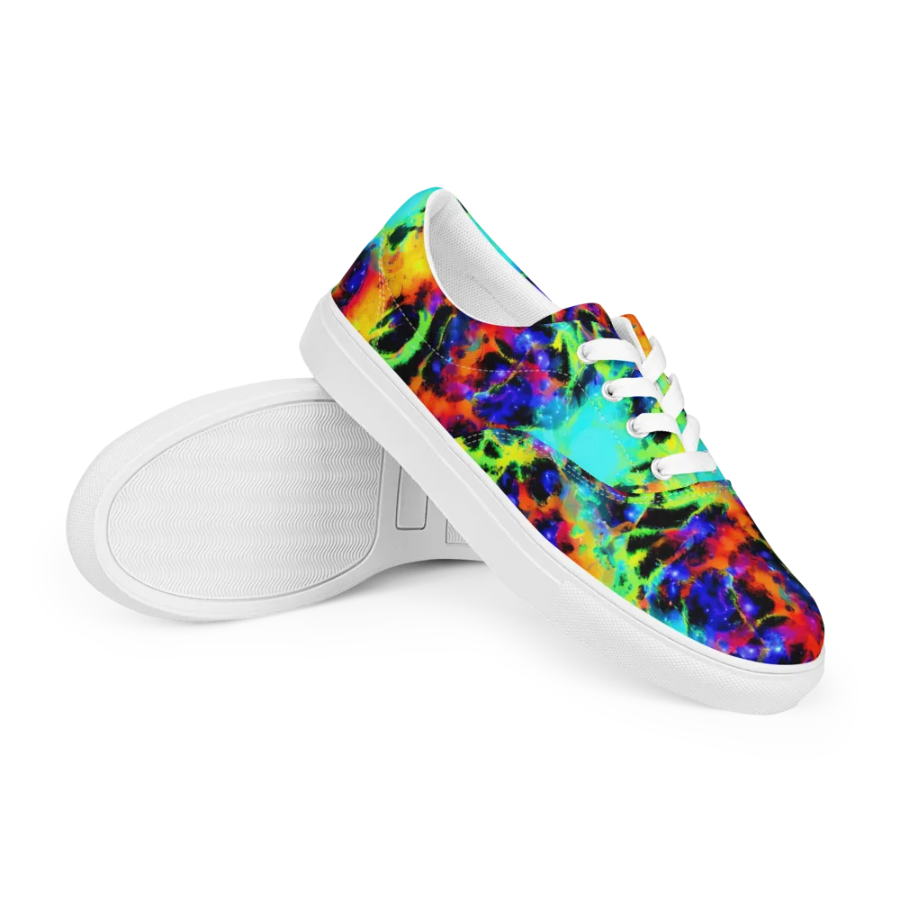 Psychic Pigment on Men's Lace-Up Canvas Shoes — Right Front