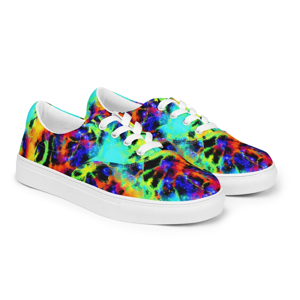 Psychic Pigment on Men's Lace-Up Canvas Shoes — Right Front
